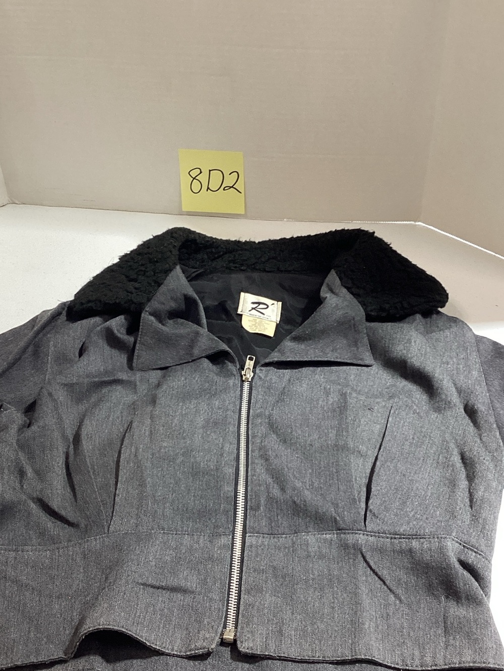 R2 Gray Bomber Jacket with Black Sherpa Collar